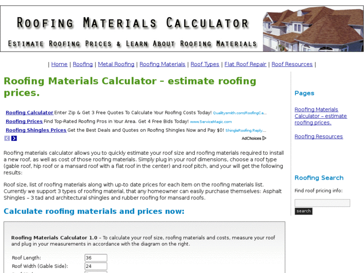 www.roofingmaterialscalculator.org