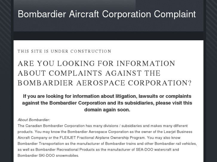 www.bombardier-aircraft-corporation-complaint.com