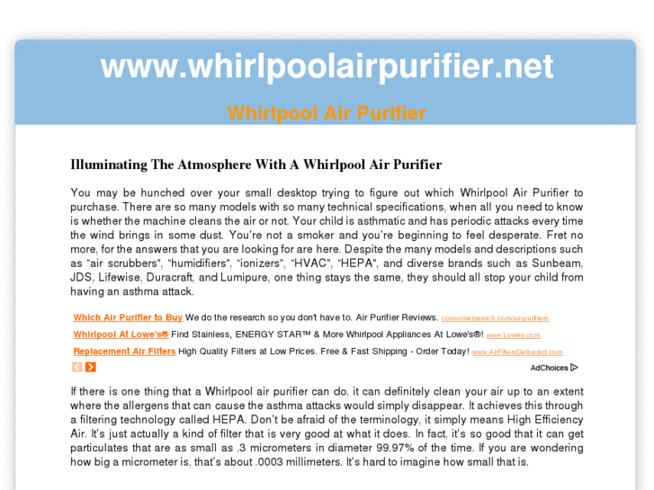 www.whirlpoolairpurifier.net