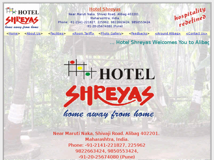 www.hotelshreyasalibag.com