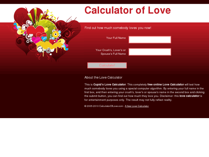 www.calculatoroflove.com