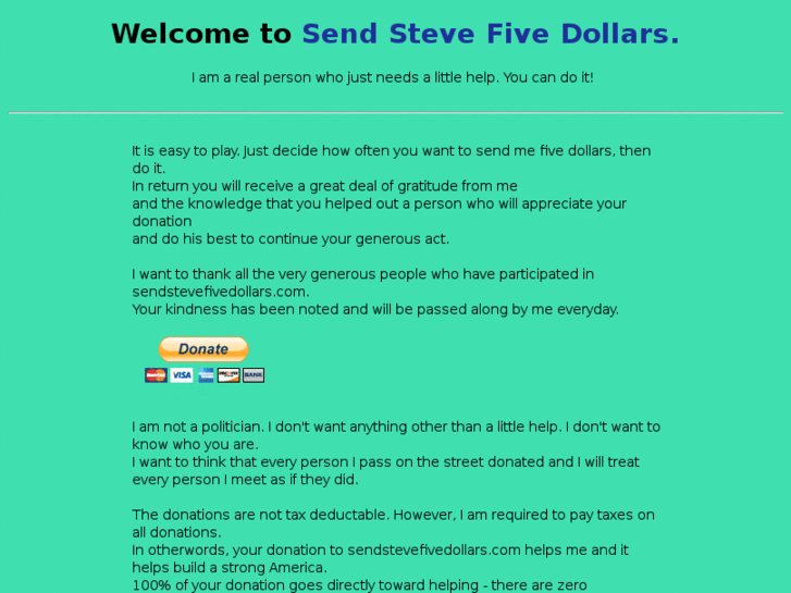 www.sendstevefivedollars.com