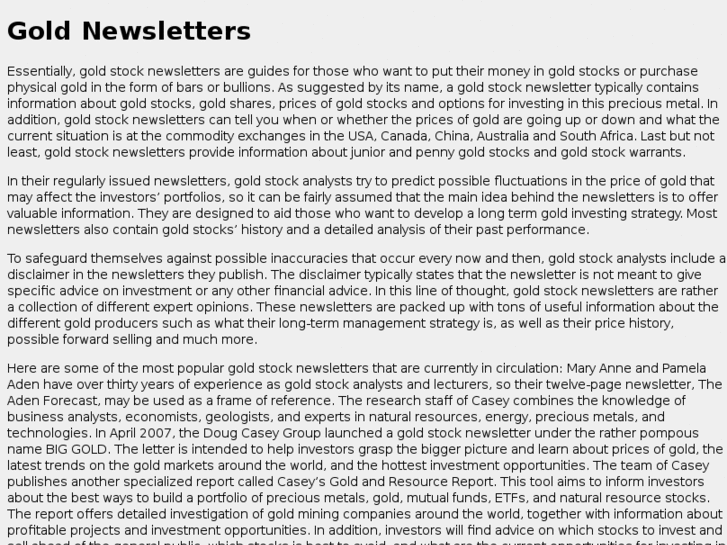 www.goldnewsletters.net