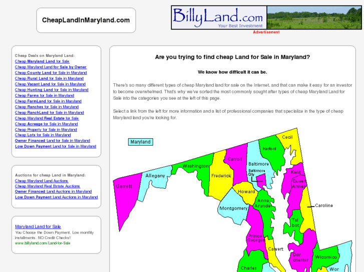 www.cheaplandinmaryland.com