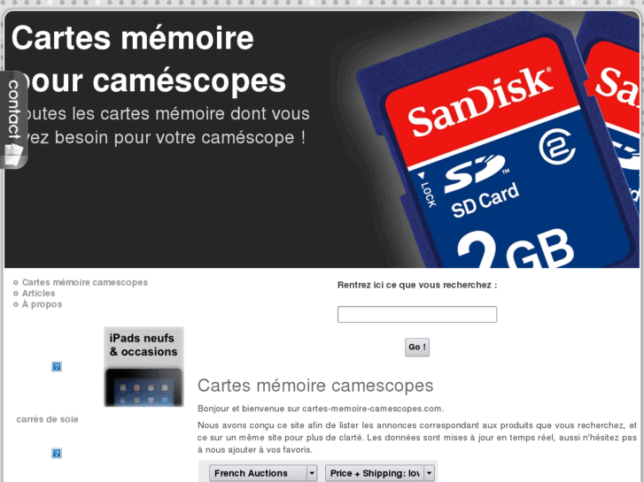 www.cartes-memoire-camescopes.com