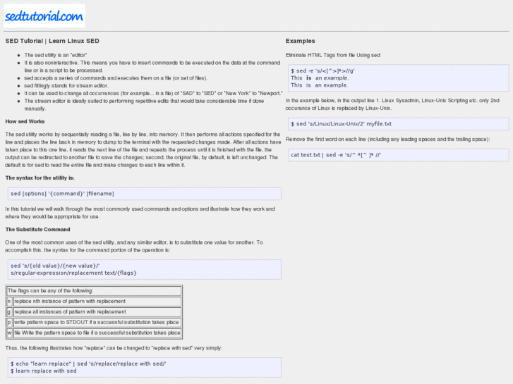 www.sedtutorial.com