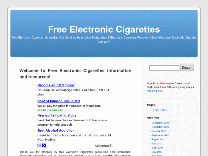 www.freeelectroniccigarettes.org