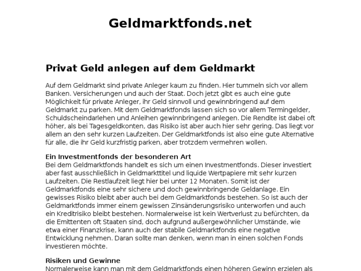 www.geldmarktfonds.net