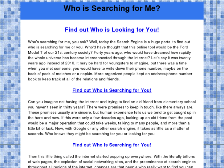 www.whoissearchingforme.org