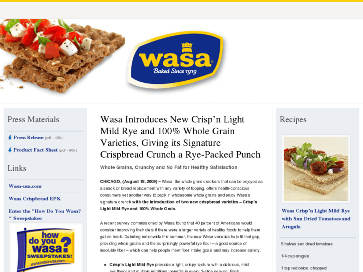 www.wasacrispbreadnewproducts.com