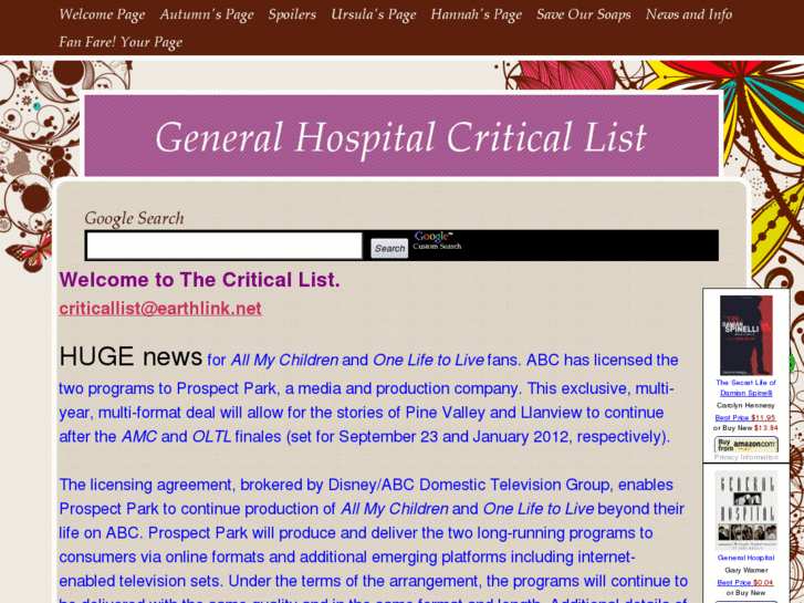 www.generalhospitalcriticallist.com