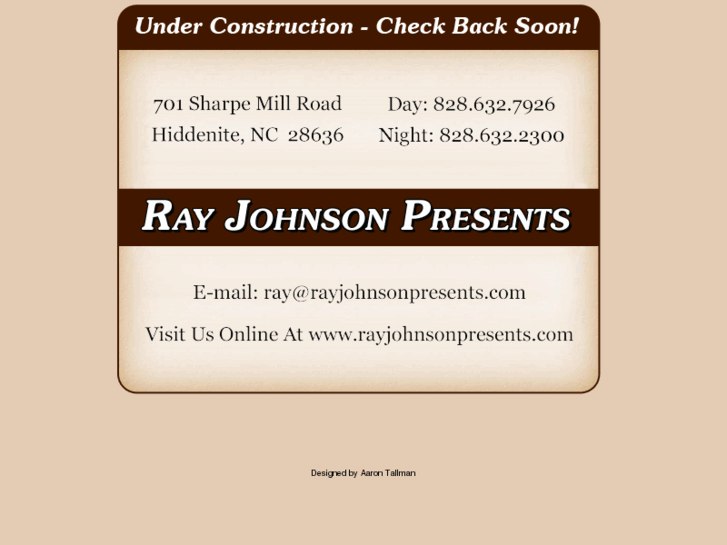 www.rayjohnsonpresents.com