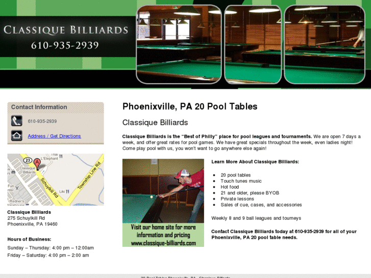 www.classique-billiardsphoenixville.com