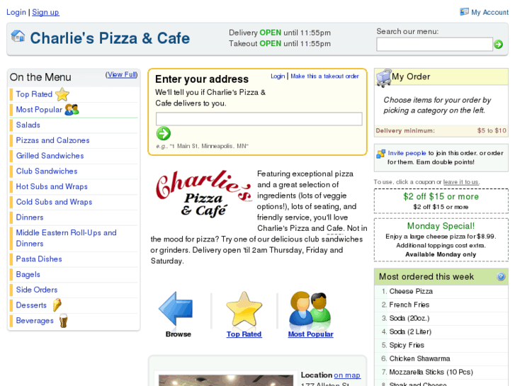 www.charliespizzaandcafe.com