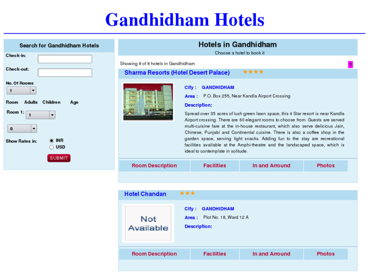 www.gandhidhamhotels.com