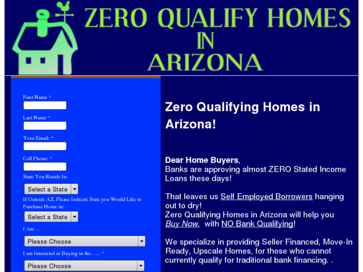 www.zeroqualifyhomesinarizona.info