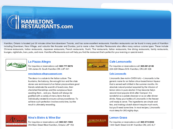 www.hamiltonsrestaurants.com