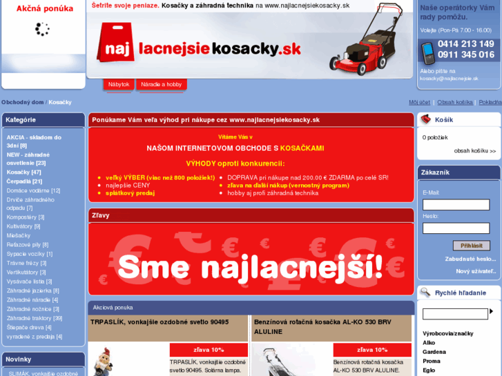 www.najlacnejsiekosacky.sk