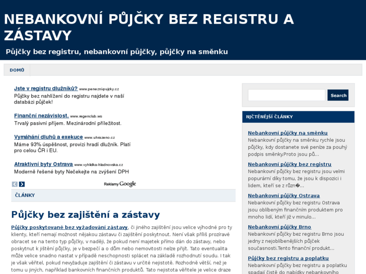 www.nebankovnipujckybezregistruazastavy.cz