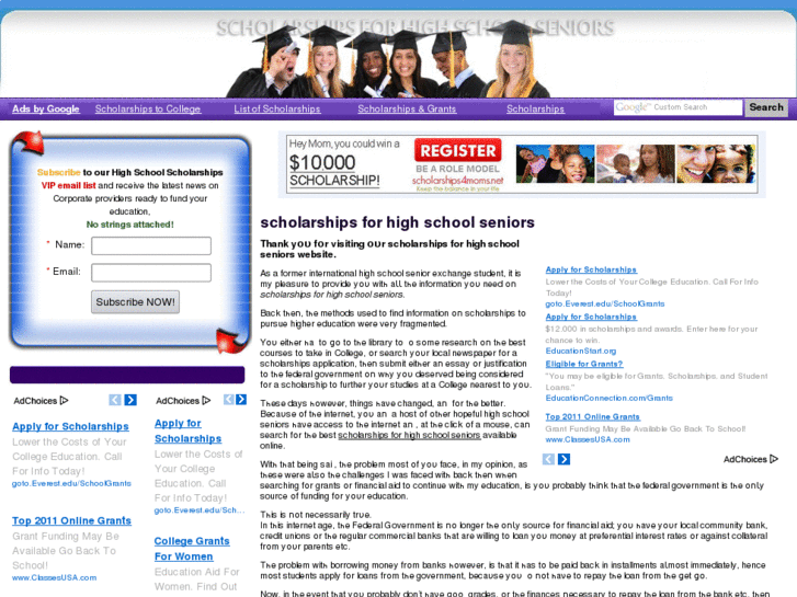 www.scholarshipsforhighschoolseniors.org