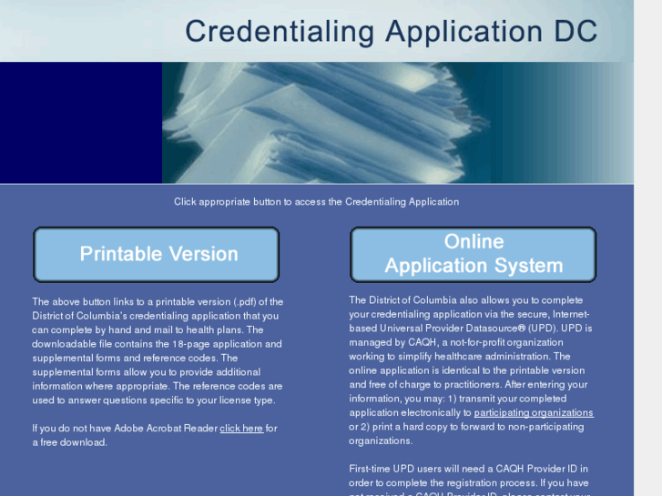www.credentialingapplicationdc.org