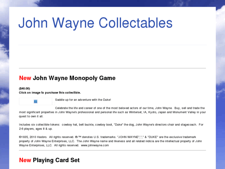 www.johnwaynecollectables.com