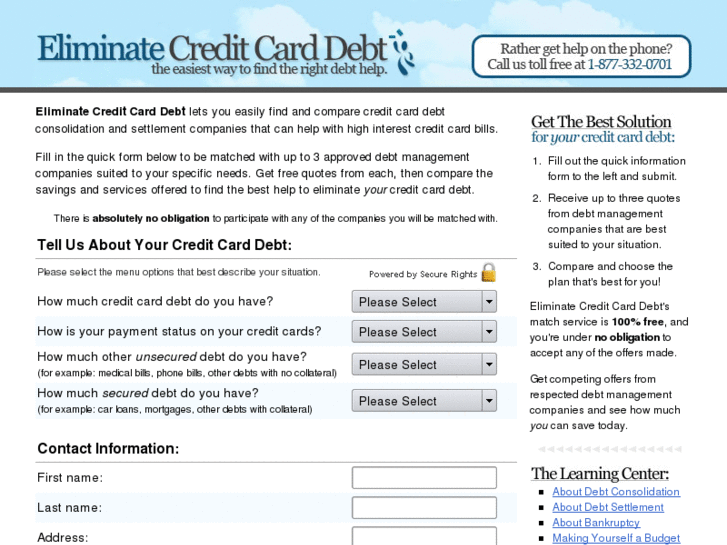 www.eliminatecreditcarddebtonline.com