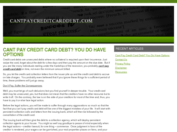 www.cantpaycreditcarddebt.com