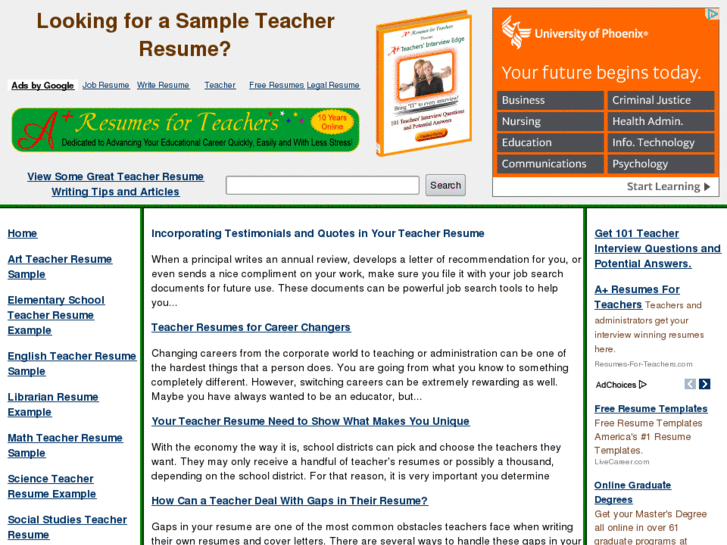 www.sample-teacher-resume.com