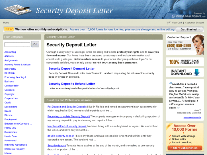 www.securitydepositletter.com