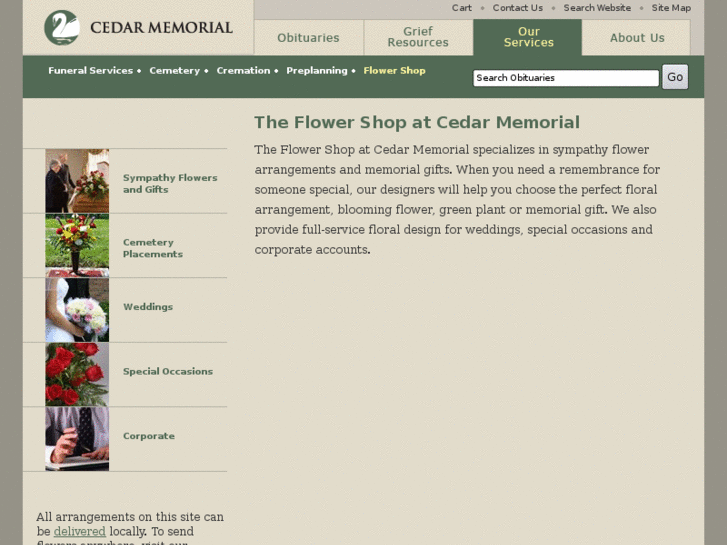 www.cedarmemorialflowershop.com