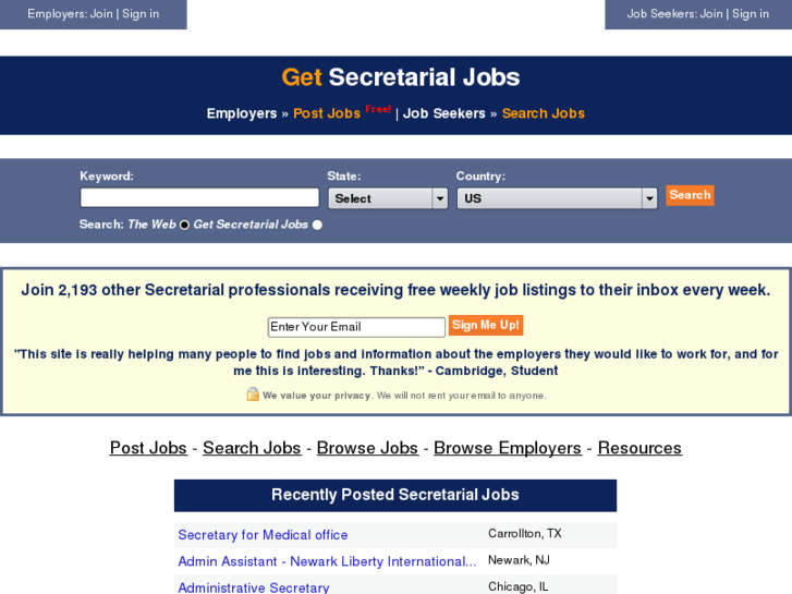 www.getsecretarialjobs.com