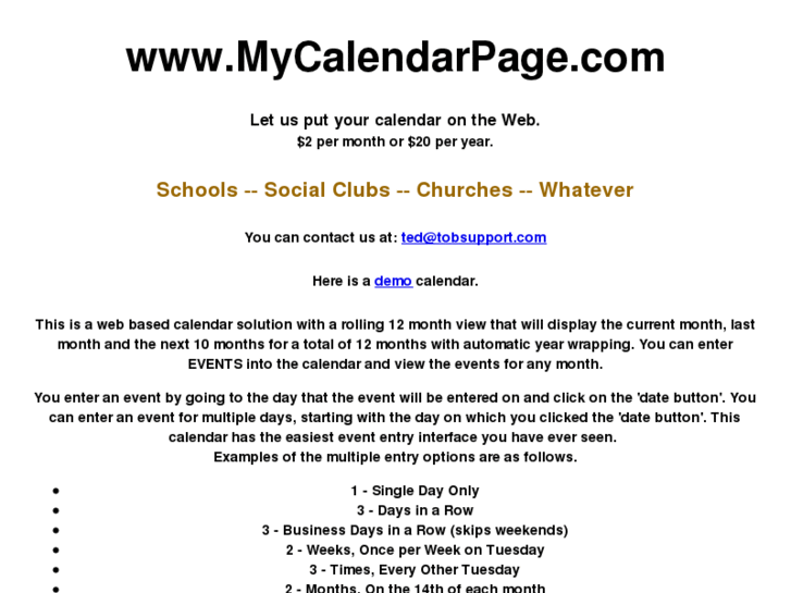 www.mycalendarpage.com