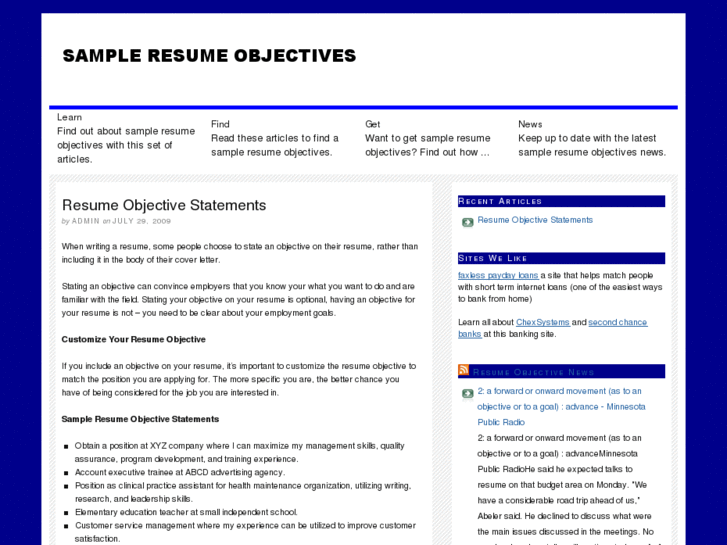 www.sampleresumeobjectives.net