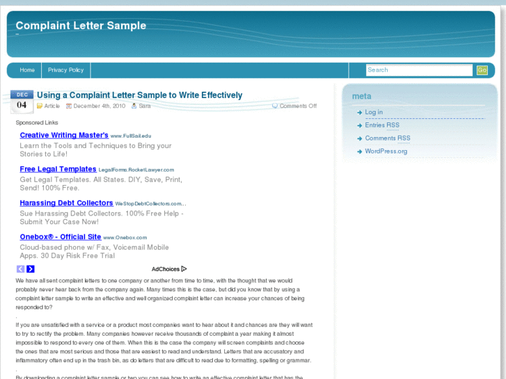 www.complaintlettersample.net