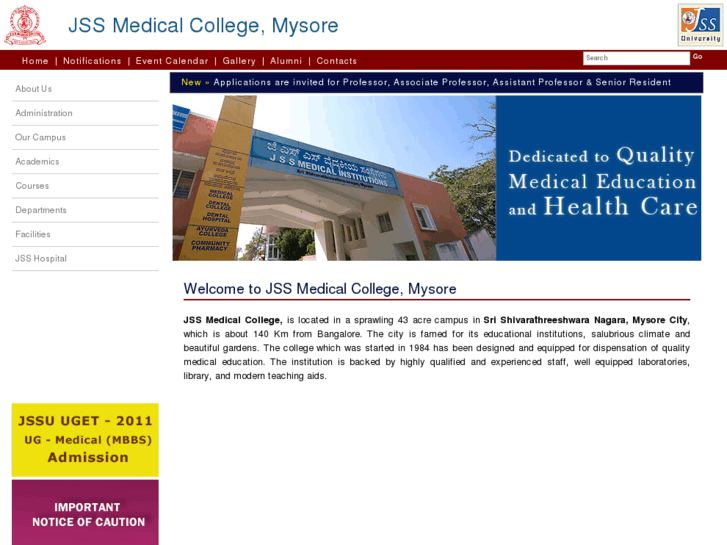 www.jssmedicalcollege.in