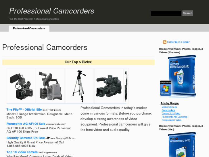 www.professionalcamcordersshop.com