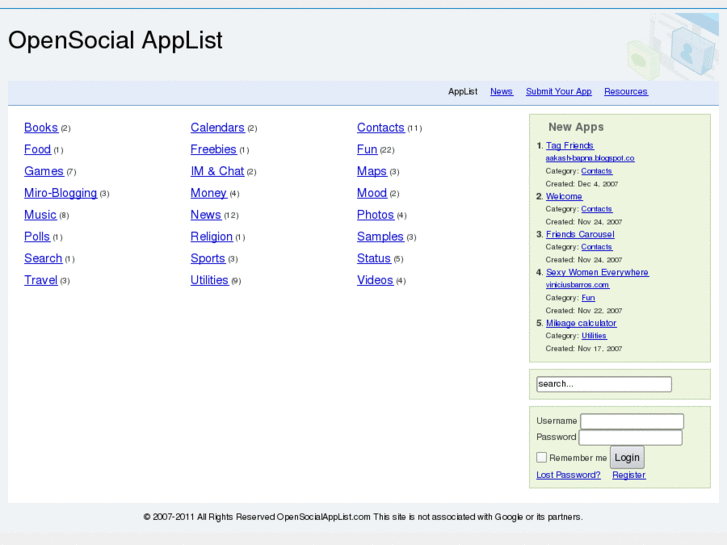 www.opensocialapplist.com