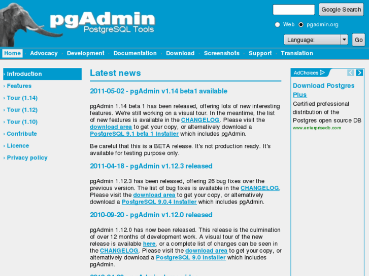 www.pgadmin.org