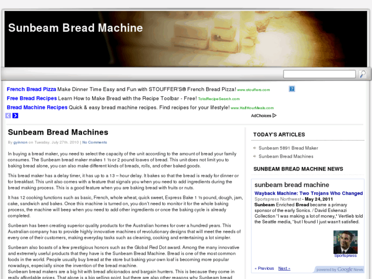 www.sunbeambreadmachine.net
