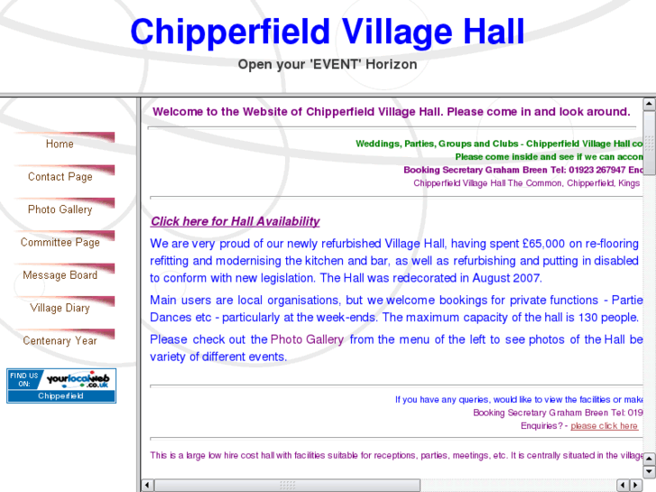 www.chipperfieldvillagehall.com