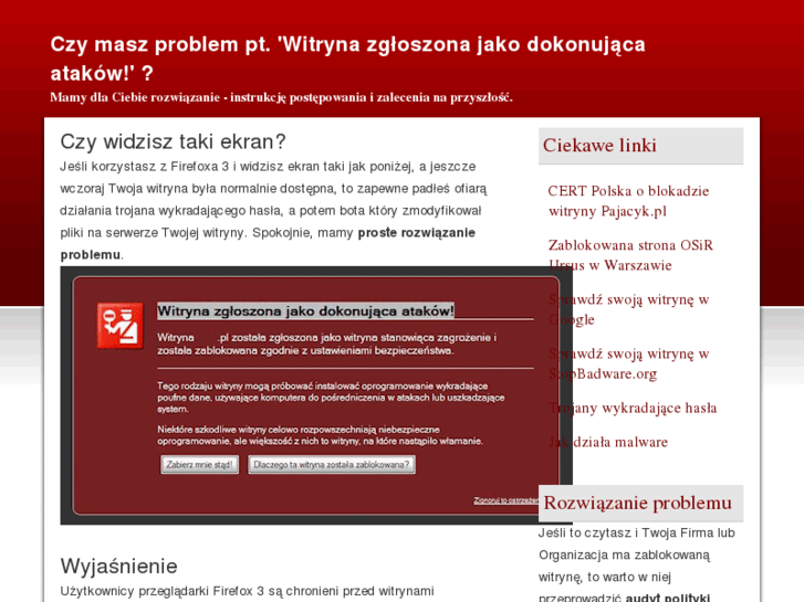 www.witrynazgloszonajakodokonujacaatakow.pl