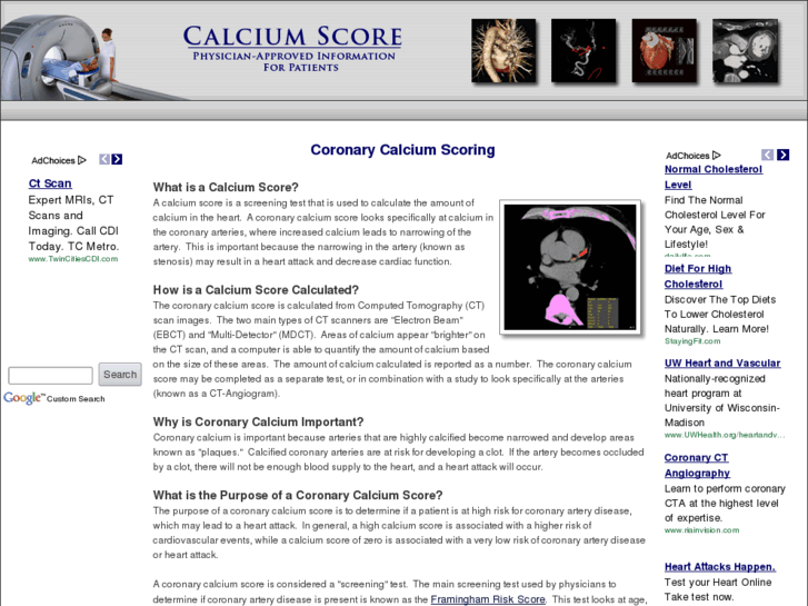 www.coronarycalciumscores.com