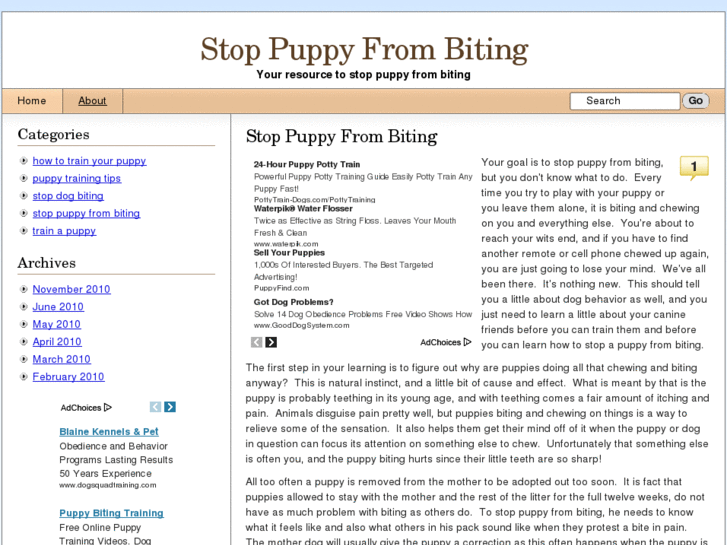 www.stoppuppyfrombiting.com