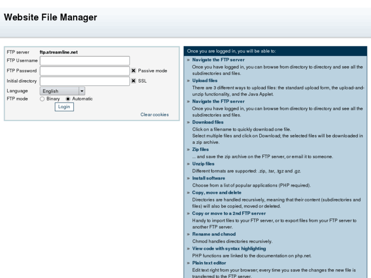 www.streamlineftp.net
