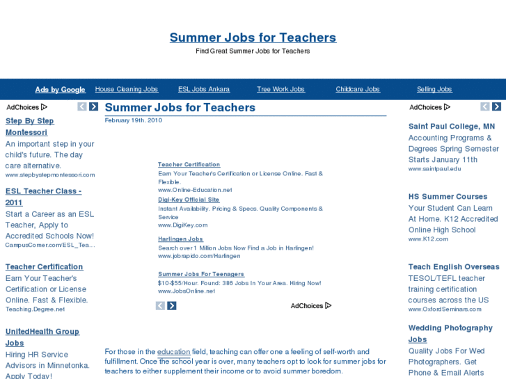 www.summerjobsforteachers.net