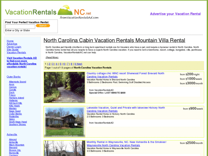 www.vacationrentalsnc.net