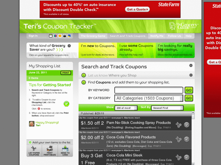 www.teriscoupontracker.com