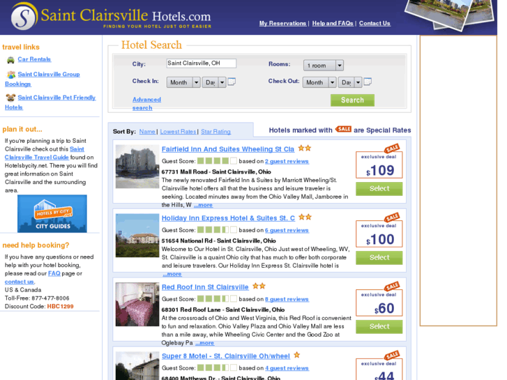 www.saintclairsvillehotels.com