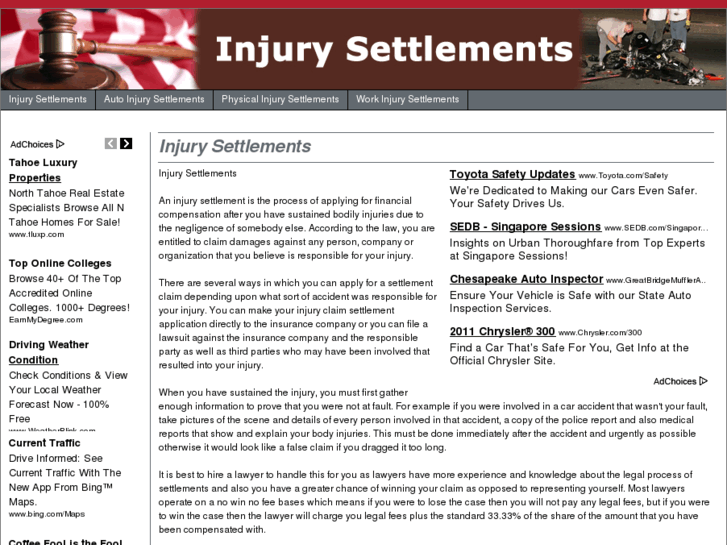 www.injurysettlements.biz